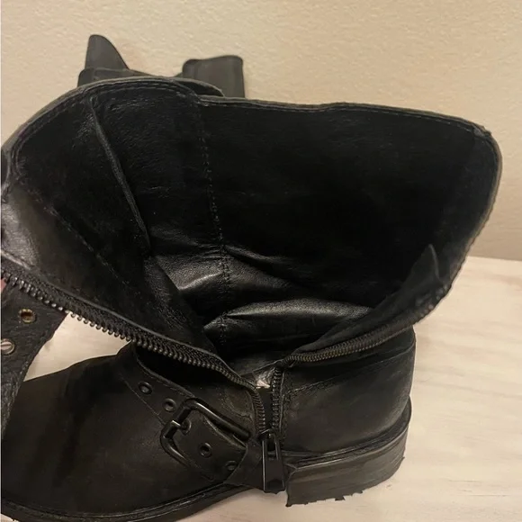 All Saints Black Leather Zipper Boots - Picture 6 of 10